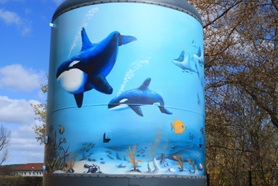 "Aquarium" Graffiti auf Wasserfilter