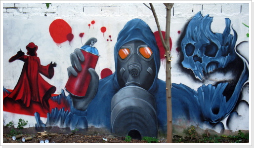 "düstere Graffitiwelt" Wandgestaltung
